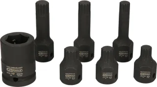 KS Tools 1/2" Spezial-Kraft-Bit-Stecknuss-Satz Vielzahn, 7-tlg M14-M18 - 515.1160
