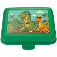 elasto Lunchbox Dino Motiv Brotdose mit Trennschale - Kinder Vesperbox für die Schule