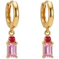 Suzan Gold Paar Creolen Suzan Gold® 925 Sterling Silber Creolen Damen Anhänger pink Zirkonia