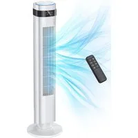 oyajia Turmventilator Ventilator leise 45° Oszillation,3 Geschwindigkeiten,6 Modi,12H Timer, Standventilator mit Fernbedienung, LED-Lichtleiste, für Zimmer, Büro