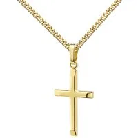 JEVELION Kreuzkette kleiner Kreuzanhänger 333 Gelbgold - Made in Germany (Goldkreuz, für Damen und Mädchen), Mit Kette vergoldet- Länge wählbar 36 - 70 cm oder ohne Kette.