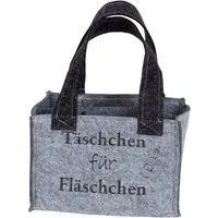 Macosa Home Flaschenträger Flaschentasche Filz Grau für 6 Flaschen Bier Piccolo Sekt (Täschchen für Fläschchen, 1-St., Tragetasche Geschenktasche), Innenfächer Henkel