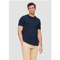 s.Oliver T-Shirt T-Shirt mit Flammgarnstruktur kurzarm, Rundhals, Logo