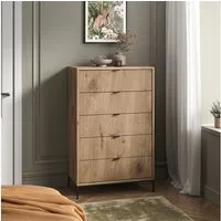 Vicco Kommode Eliza, Viking Oak, 76 x 120 cm mit 5 Schubladen (1 St)