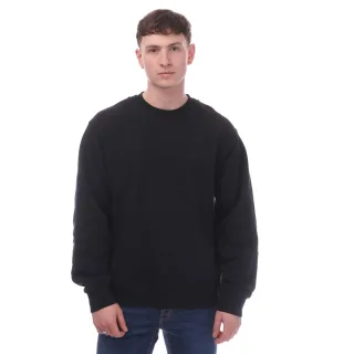 Baumwoll-Rundhals-Sweatshirt mit abnehmbarer Halskette in Schwarz