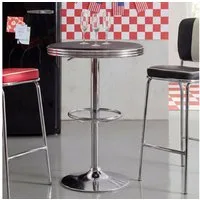 FINEBUY Bartisch FB45665 Ø 60 cm American Diner Schwarz / Alu Design Bistrotisch (Partytisch Retro USA Bistrotisch, Stehtisch Modern), American Diner Rund Ø 60 cm Kunstleder Aluminium