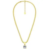 BS Schmuckdesign Schlangenkette Halskette Damen flache Schlangekette mit Zirkonkristall Anhänger (inkl. Geschenkbox), 18K vergoldet, hypoallergen & wasserfest