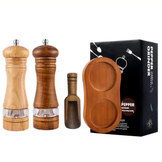 IPRee 6-Inch Manual Pepper Grinder with Acacia Crafted and Ceramic Core Adjustable Coarse to Fine Wooden Salt Spice Mill