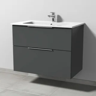 Sanipa 3way Waschtischunterbau zu Duravit ME by Starck Waschtisch mit 2 Auszügen, Anthrazit-Matt UM72522