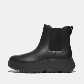 Fit Flop - "F-Mode" Stiefeletten für Damen, Leder, flach geformter Absatz (Schwarz)