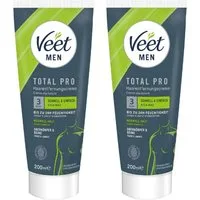 Veet MEN Enthaarungscreme für Oberkörper & Beine, Spar-Pack, 2 St., 2 x 200 ml Tube & Spatel, Haarentfernung in 5-10 Minuten