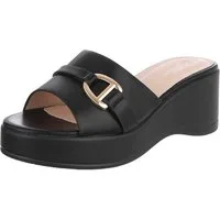 Ital-Design Elegante Sandalen mit Absatz und Schnalle für Damen Plateausandaletten (91409348) Keilabsatz/Wedge Keilsandaletten in Schwarz