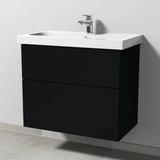 Sanipa 3way Waschtischunterbau zu Geberit iCon Light Waschtisch mit 2 Auszügen, Schwarz-Matt SF57208
