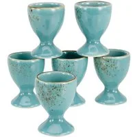 CreaTable Eierbecher Nature Collection, (Set, 6-tlg), Eierhalter aus hochwertigem Steinzeug, handwerklicher Look