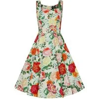Hearts & Roses London A-Linien-Kleid Golden Peony Blumen Floral Vintage Retro 50er