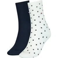 Tommy Hilfiger Socken TH WOMEN SOCK DOT 2P (2-Paar, 2 Paar) mit feinem Rippenbündchen und Logostickerei