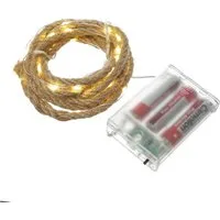 MARELIDA LED-Lichterkette Seil Jute maritime Deko Kordel Tau 40LED 2m Timer Naturseil für Innen, 40-flammig