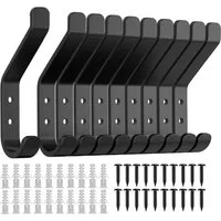 TUWENA Kleiderhaken 10 Stück Kleiderhaken, Garderobenhaken Schwarz Wandhaken zum Schrauben, (10-St), Für Eingangsbereich, Schlafzimmer, Küche, Jacken, Hüte und Handtaschen