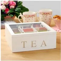 Home & styling collection Teebox Teebox TEA, 9 Fächer, Teeaufbewahrung, MDF, 22,5 x 22,5 x 9 cm, MDF, (einzeln, 0-tlg., einzeln)