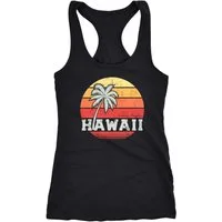 Neverless Tanktop Damen Tank-Top Hawaii Palme Tropical Summer Retro Slim Fit Baumwolle