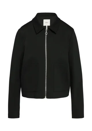 s.Oliver BLACK LABEL - Viskosemix-Jacke mit Hemdkragen schwarz - Gr. - 40