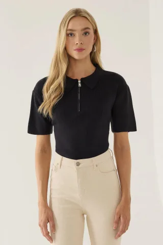 Polo-Kragensweater mit Reißverschluss