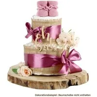 dubistda-WINDELTORTEN- Neugeborenen-Geschenkset Windeltorte ALLES JUTE mit "Oh Baby"-Holz Caketopper und Baby Booties