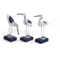 Flanacom Dekofigur Dekofiguren Set Holz- Badezimmer Deko Reiher (Set, 3-tlg)
