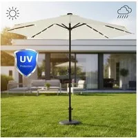 Melko Sonnenschirm Sonnenschirm Markt Ø 3m LED Beleuchtung Strand UV-Schutz Kurbel Balkon, Stück, Widerstandsfähig bei hohen Windstärken