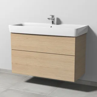 Sanipa 3way Waschtischunterbau zu Geberit Renova Plan Waschtisch mit 2 Auszügen, Eiche-Nordic SM88148