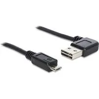 EASY-USB 2.0 Kabel, USB-A Stecker 90° > Micro-USB Stecker schwarz, 0,5 Meter, rechts / links abgewinkelt