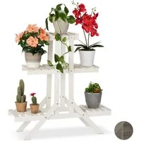 relaxdays Blumenständer Blumentreppe Holz mit 3 Stufen, weiß