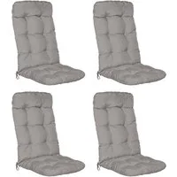 Beautissu Hochlehnerauflage 4er Set Hochlehner Auflagen Flair HL, 120x50x8cm, Hellgrau, Sitzpolster Set für Gartenstühle Outdoor – Stuhlkissen für Hochlehner