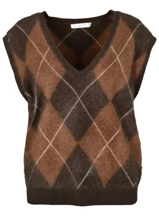 IN LINEA - V-Pullunder Argyle chocolate?/toffee? - Gr. - 36