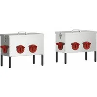 vidaXL Futterspender Hühnerfütterer 2 Silber 41,5 x 20,5 x 33 cm 15 kg