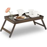 relaxdays Tabletttisch Betttablett Bambus dunkelbraun