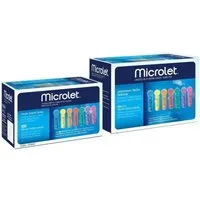 Ascensia Diabetes Care Lanzetten Microlet Lanzetten bunt, Spar-Set, farbige und sterile Lanzetten, 100 tlg., schmerzarme Blutgewinnung