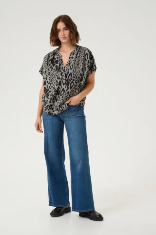 Kurzarm-Bluse Loose fit Moonstruck / Black Animal animal