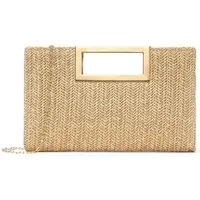 Zaewry Clutch Schicke Stroh-Clutch für Damen mit Tragegriff – sommerliche Handtasche, ideal als Urlaubstasche und geflochtene Boho-Strandtasche