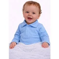La Bortini Body Baby Langarmbody mit Kragen in Blau für Neugeborene