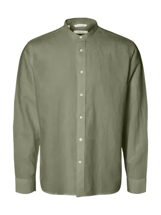 SELECTED MEN - SLMREGCLAY LINENBLEND LS SHIRT BAND NOOS - Gr. - L