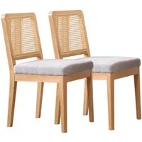 WAHSON OFFICE CHAIRS Esszimmerstuhl 2/4er Set Chenille/Leinen-Esszimmerstühle mit Rattan-Rückenlehne (2 St)