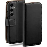 moex Handyhülle für Samsung Galaxy S24 FE Hülle Klappbar Book Case Schwarz 6,7 Zoll, Klapphülle Kartenfach Flip Cover Handytasche Leder Optik Schutzhülle