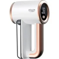 ADLER EUROPE Fusselrasierer AD 9617 Fusselentferner LCD, elektrisch, Stoffrasierer, Akku, USB-C, 3 Geschwindigkeiten, Edelstahlklingen, für Kleidung, weiß/gold