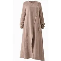WENOR Longtunika Musselin mit Frontschlitz, Knopfdetail, 100 % Baumwolle, 130 cm Frontschlitz, asymmetrisches Knopfdesign, extra lang