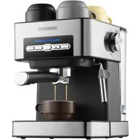 STEINBORG Espressomaschine, Edelstahlfilter, Edelstahl Design, 15 bar, Milchaufschäumer