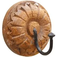 Marrakesch Orient & Mediterran Interior Handtuchhalter Boho Wandhaken Admir handgefertigt aus Holz Haken massiv 9 cm im Trend, Handarbeit