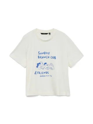VERO MODA - VMMIRANDA METTE SS TOP BOX JRS GA Snow White - Gr. - L