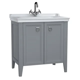 VitrA Valarte Set 80 cm Möbelwaschtisch + Waschtischunterschrank 2 Türen Grau Matt,62154 62154