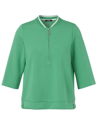 Frapp - Sweatshirt Stehkragen 3/4 Arm Reißverschluß green/butter - Gr. - 44
